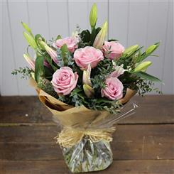 Oriental Lily and Pink Rose Bouquet