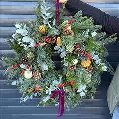 Luxury Christmas Wreath Burgundy Bow